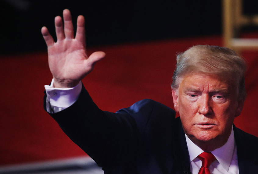 President Donald Trump greets supporters following a Fox News Town Hall event with moderators Bret Baier and Martha MacCallum on March 05, 2020 in Scranton, Pennsylvania. Among other topics, President Trump discussed his administration's response to the Coronavirus and the economy. (Spencer Platt/Getty Images)