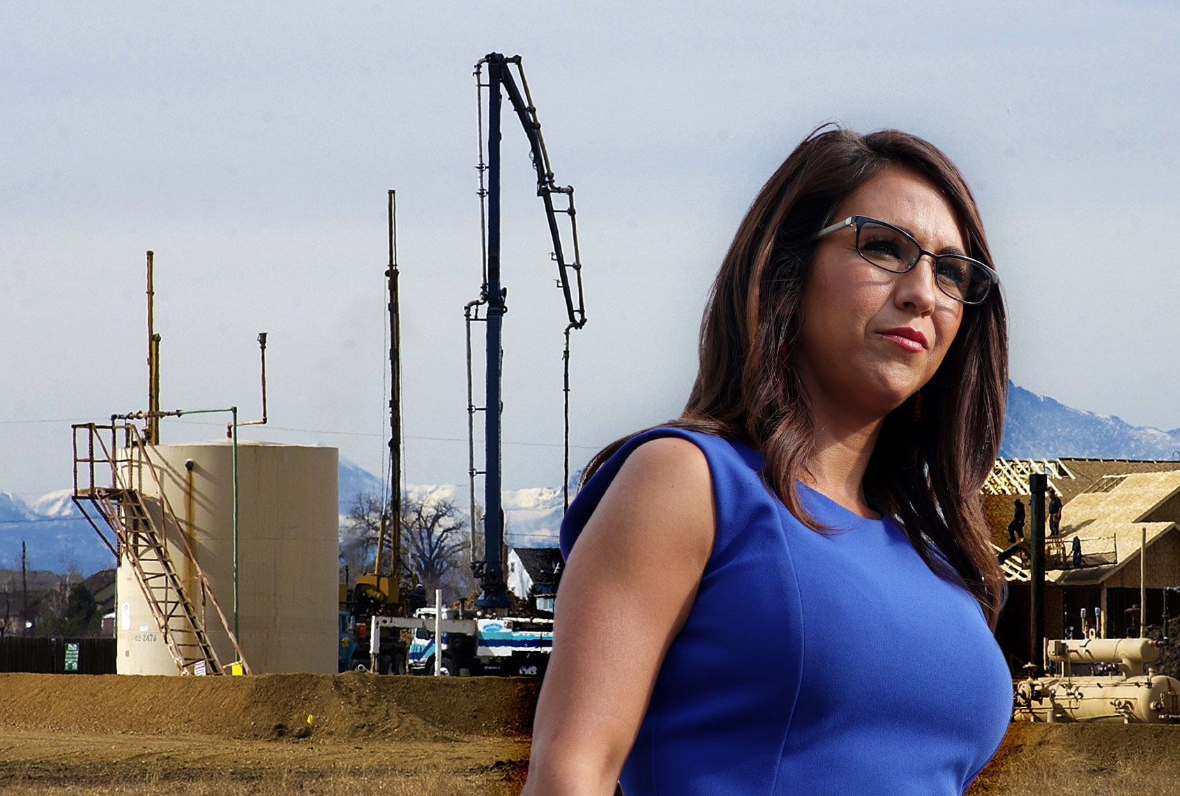 Lauren Boebert | A gas well (David Jennings/Digital First Media/Boulder Daily Camera via Getty Images)
